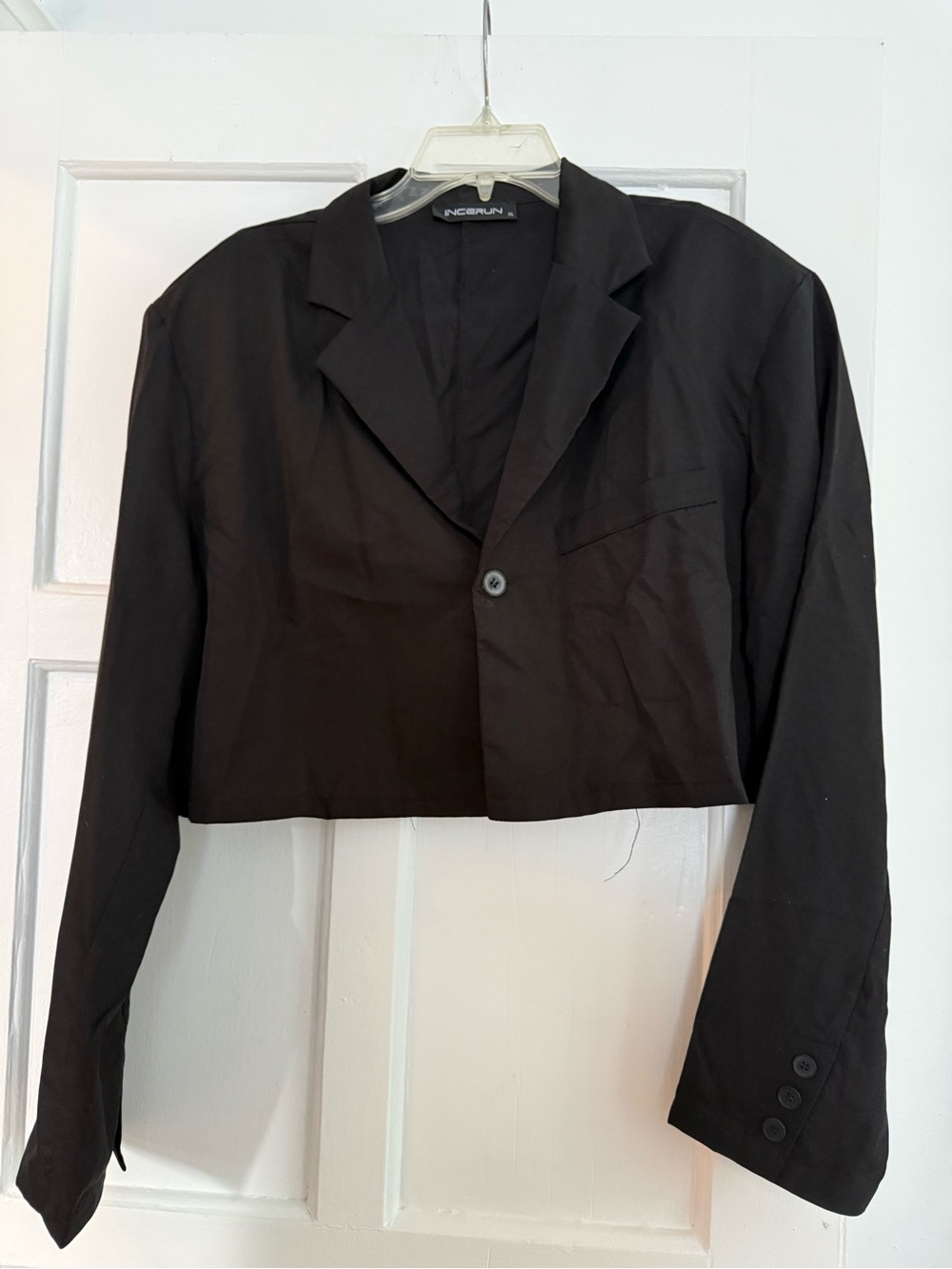 Cropped Black Blazer Jacket - INCERUN